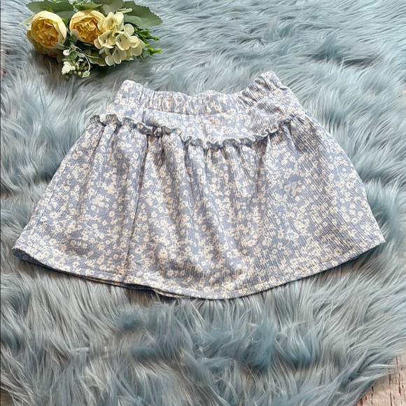 Zara Kids Blue White Floral Skirt sz 8 - Picture 1 of 8